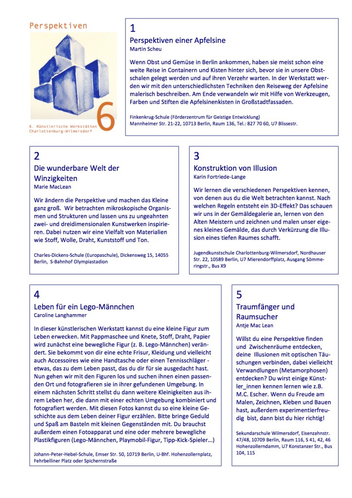 6. Künstlerische Werkstätten